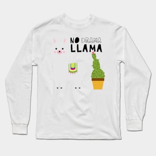 No Drama Llama Cute Succulents Cactus Long Sleeve T-Shirt